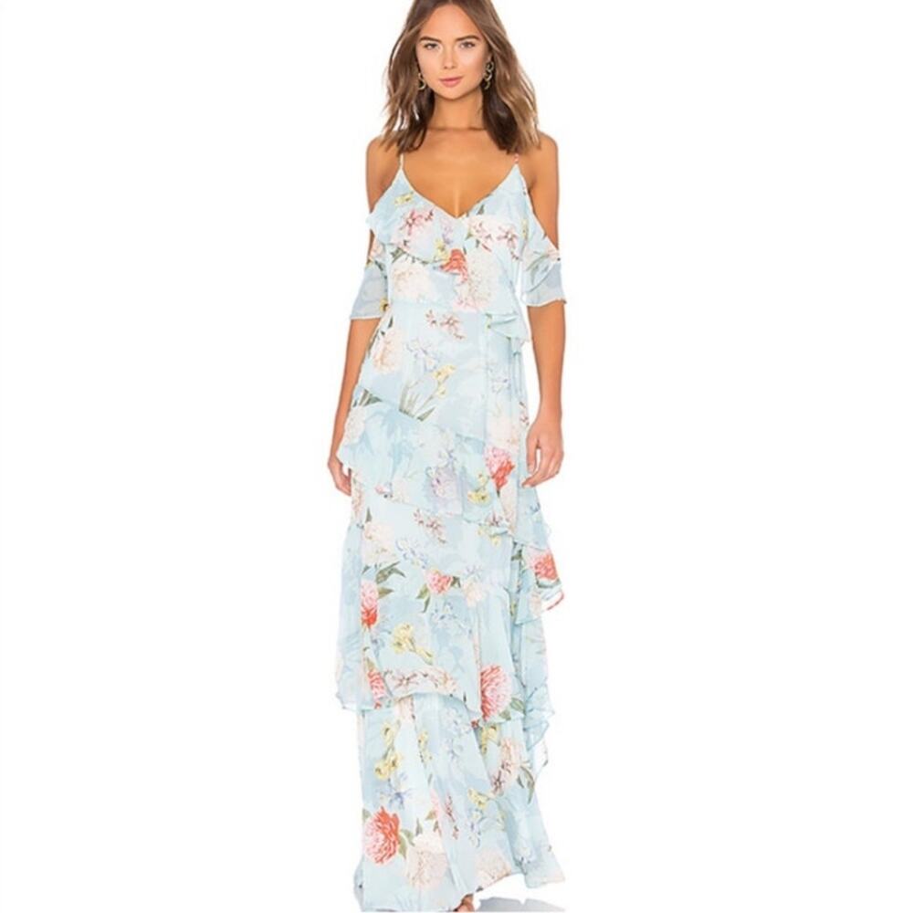 Nwt Yumi Kim Heart Desire Ruffle Tiered Maxi Dress Size Large